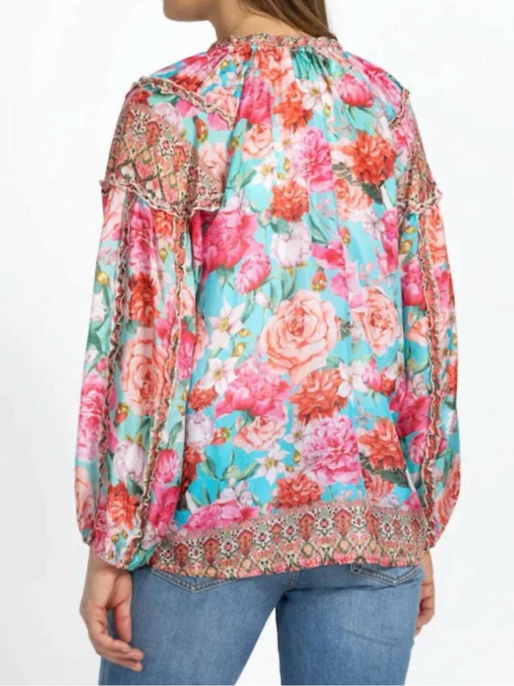 Johnny Was - 100% silk Rose Narcisa Blouse - Picture 2 of 14